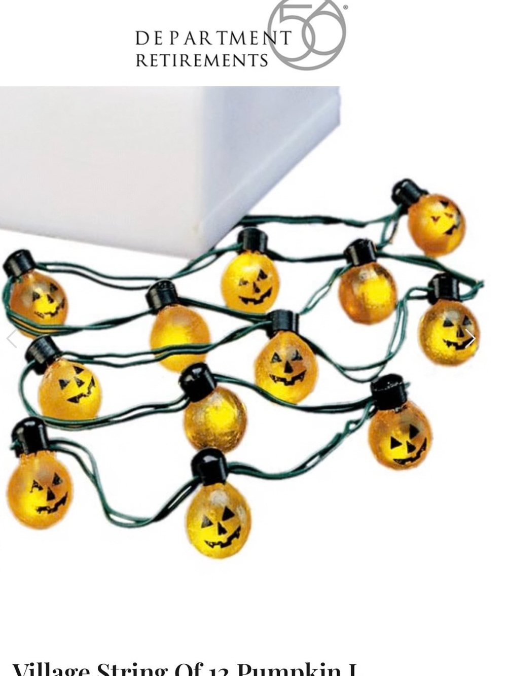 Retired Department 56 Halloween Pumpkin Light Strand SKU 52700-Great Condition